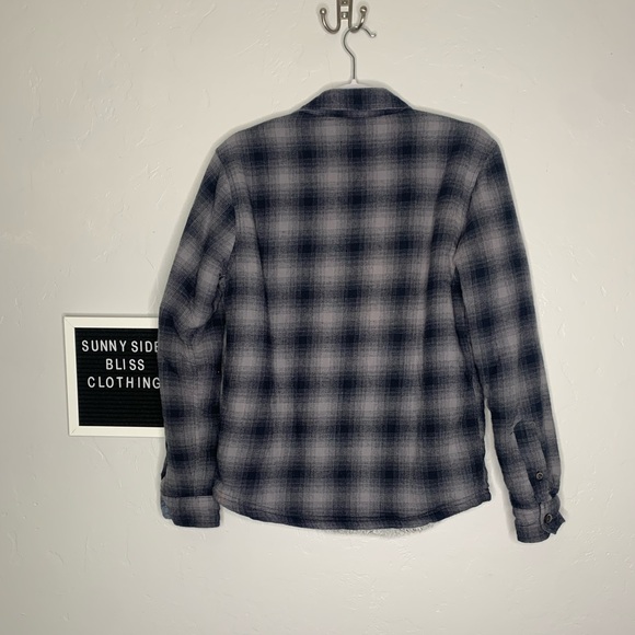 Tailor Vintage Plaid Flannel Shirt Jacket with Plush Sherpa Lining Size Small - Picture 6 of 11